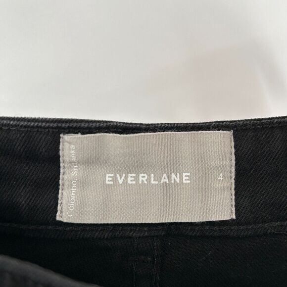 EVERLANE Black Wash High Rise Straight Leg Crop Denim Jeans Size 4 Short - Picture 6 of 7